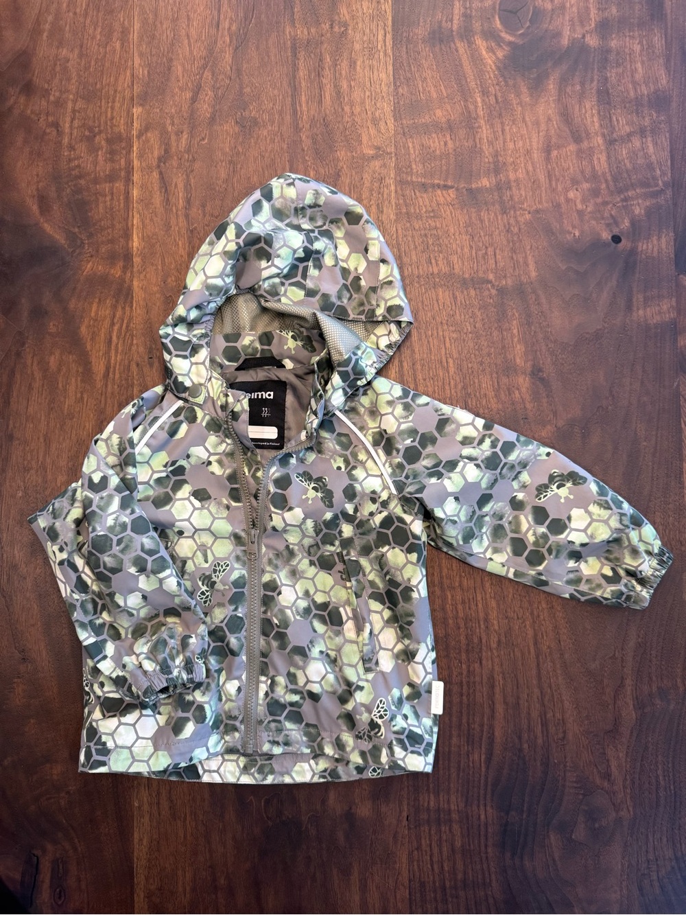 Reima Kids' Green Hexagon-Print Hooded Raincoat
